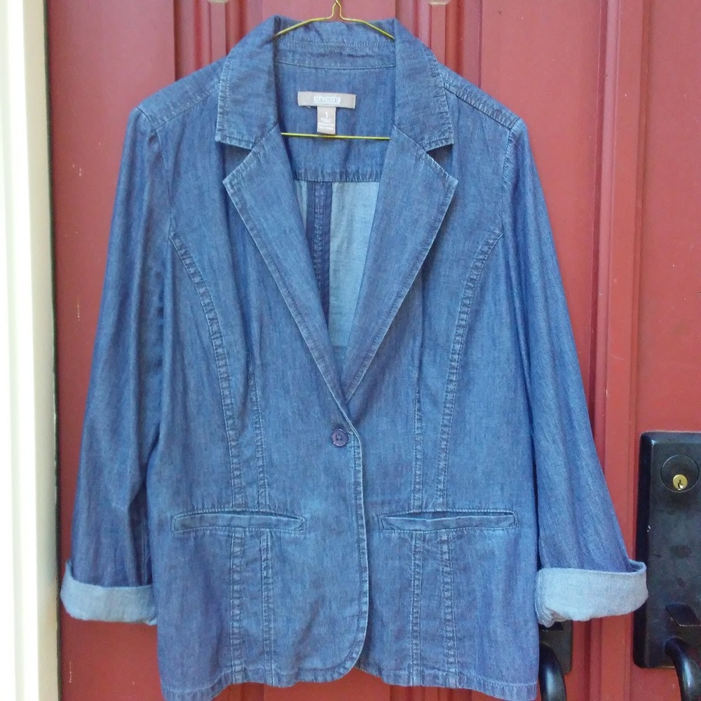 Chico's Denim Blazer/Jacket Size 1